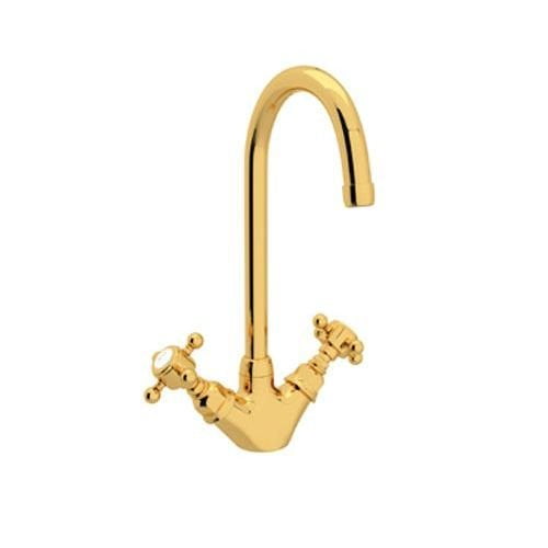 Rohl Country Kitchen Inca Brass 2-Handle Deck Mount High-arc Bar and Prep Faucet