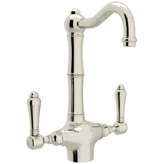 Single Hole Bar Faucet with Metal Levers - Finish: Polished Nickel