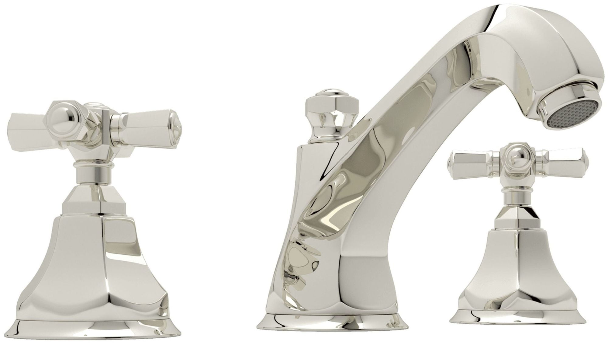 Polished Nickel Brass Widespread Lavatory Faucet with Crystal Handles