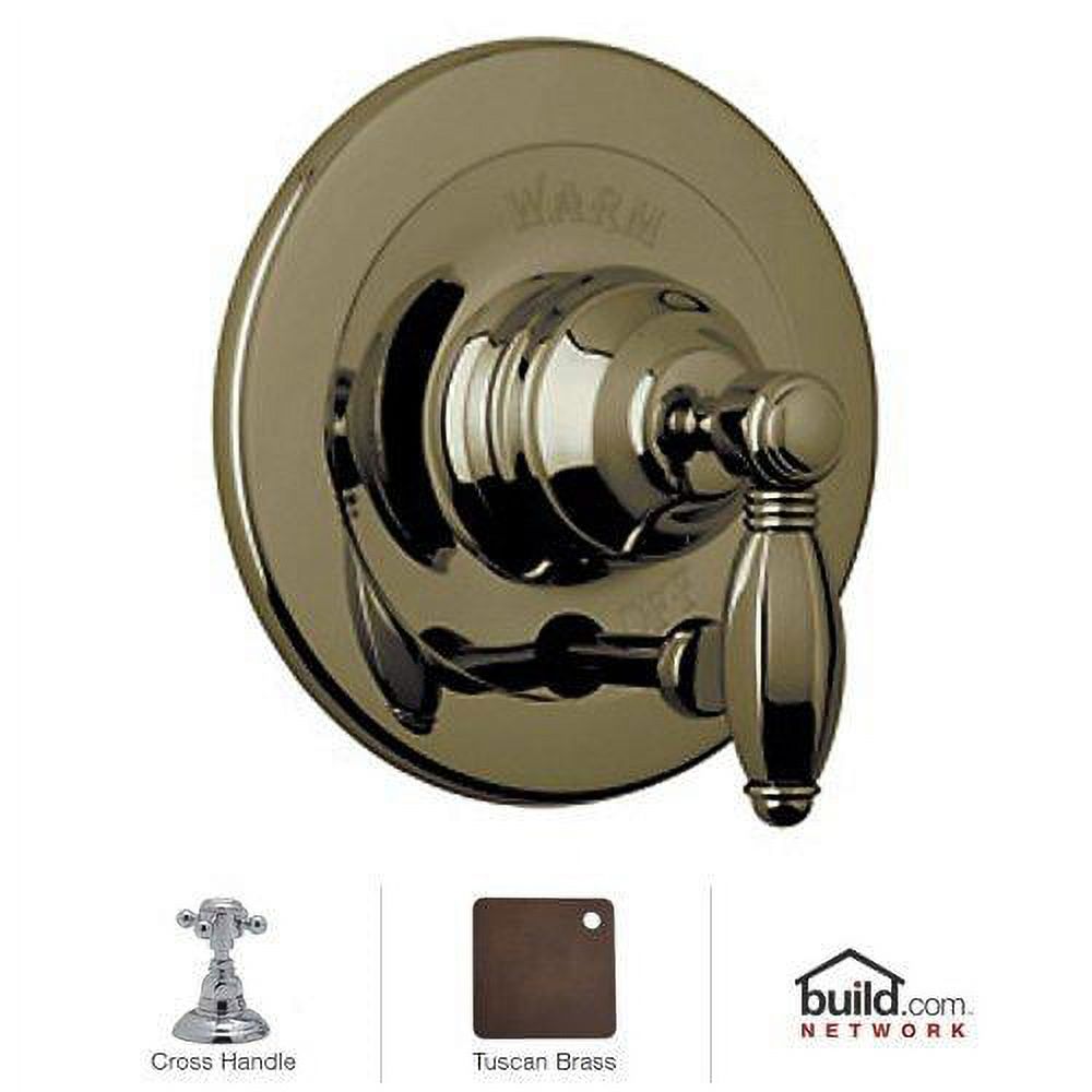 Rohl A2400XMTCB Country Bath Kit for Pressure Balance, with Cross Handle and Diverter, Tuscan Brass