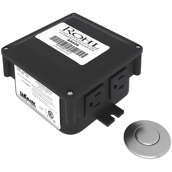 Rohl AS450SS Air Switch Button with Control Box for Waste Disposal, Stainless Steel