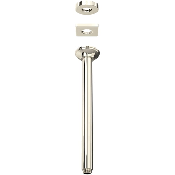 Rohl Ceiling Mounted Shower Arm 12 5/8" Length Brass For Overhead Shower 26Mm Diameter 1/2"M X 1/2"M Npt With Brass Sliding Escutcheon In Polished Nickel