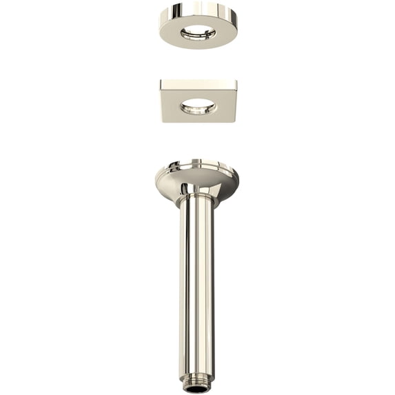 Rohl Ceiling Mounted Shower Arm 6 11/16" Length Brass For Overhead Shower 26Mm Diameter 1/2"M X 1/2"M Npt With Brass Sliding Escutcheon In Polished