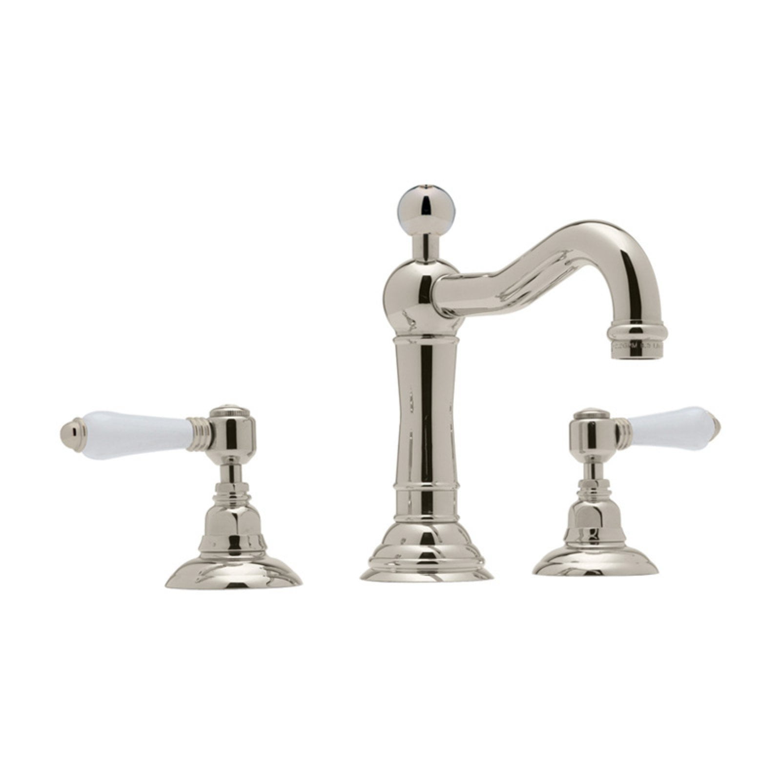 Polished Nickel Widespread Bathroom Faucet with Porcelain Handles