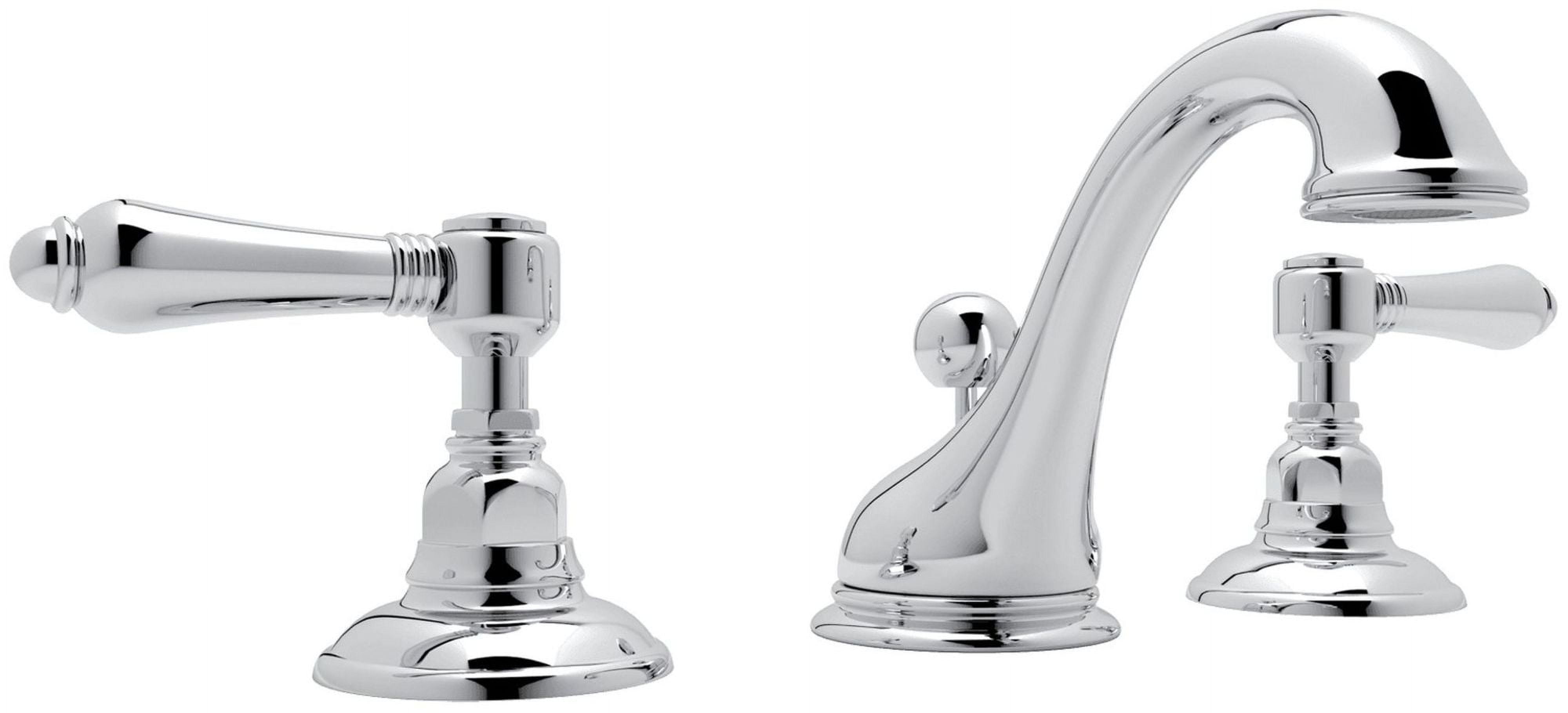Polished Chrome Widespread Bathroom Faucet with Metal Levers