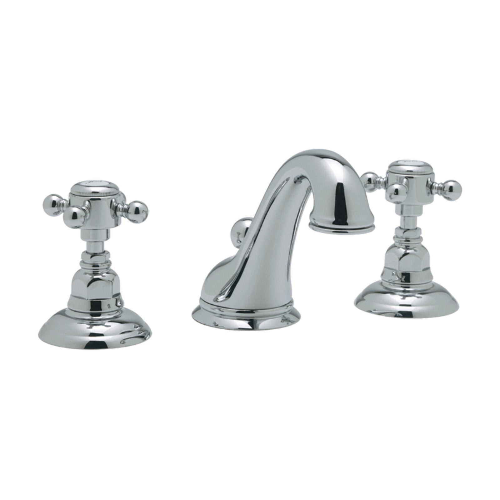 Polished Nickel Widespread Bathroom Faucet with Porcelain Handles