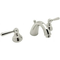 Rohl Italian Bath Verona Three Hole Widespread Lavatory Faucet In Polished Nickel With Metal Levers Pop-Up And Tapered "C" Spout