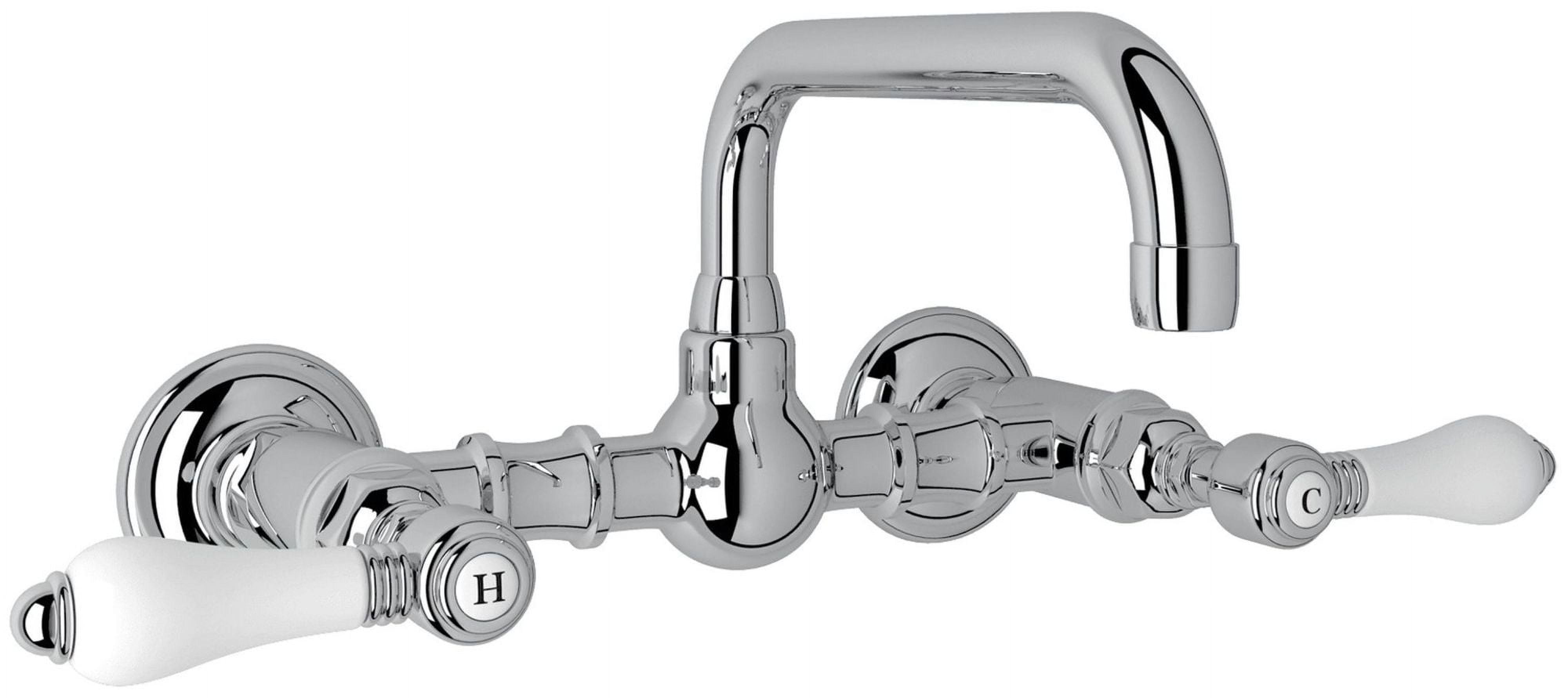 Classic Piedmont 8" Polished Chrome Wall-Mounted Faucet with Porcelain Levers
