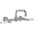thumbnail image 1 of Rohl Italian Bath Vocca Wall Mounted Bridge Lavatory Faucet In Polished Chrome With Porcelain Levers And High Swinging Spout, 1 of 4