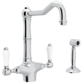 thumbnail image 1 of Rohl Italian Kitchen Acqui Single Hole Faucet In Polished Chrome With Porcelain Levers Sidespray And Column Spout, 1 of 5