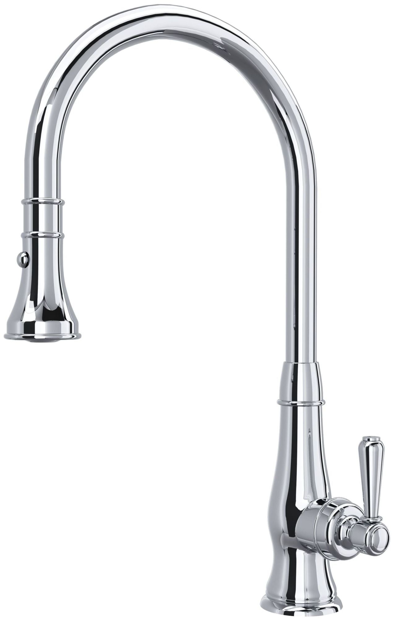 Classic Elegance 18" Polished Nickel Kitchen Faucet with Pull-out Spray