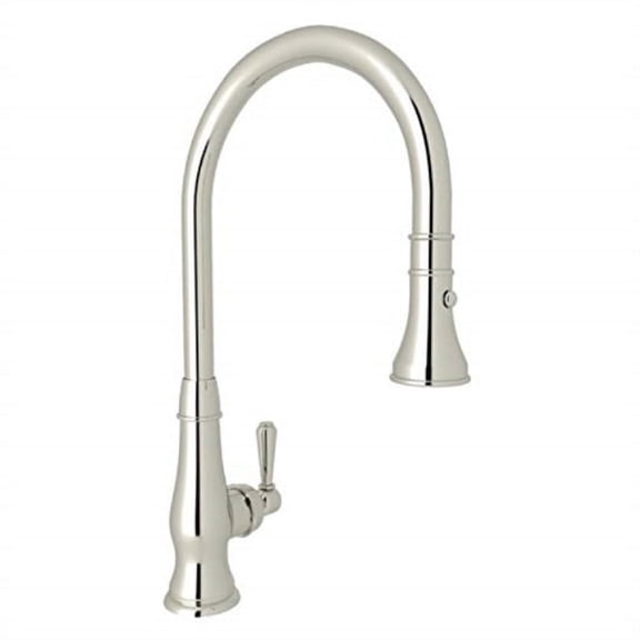 Rohl Italian Kitchen Patrizia Single Lever Single Hole Pulldown Kitchen Faucet With Metal Lever In Polished Nickel