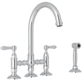 thumbnail image 1 of Rohl Italian Kitchen San Julio Three Leg Bridge Faucet With Metal Levers Sidespray And "C" Spout In Polished Chrome, 1 of 4