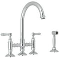 thumbnail image 1 of Rohl Italian Kitchen San Julio Three Leg Bridge Faucet With Metal Levers Sidespray And "C" Spout In Polished Chrome, 1 of 4