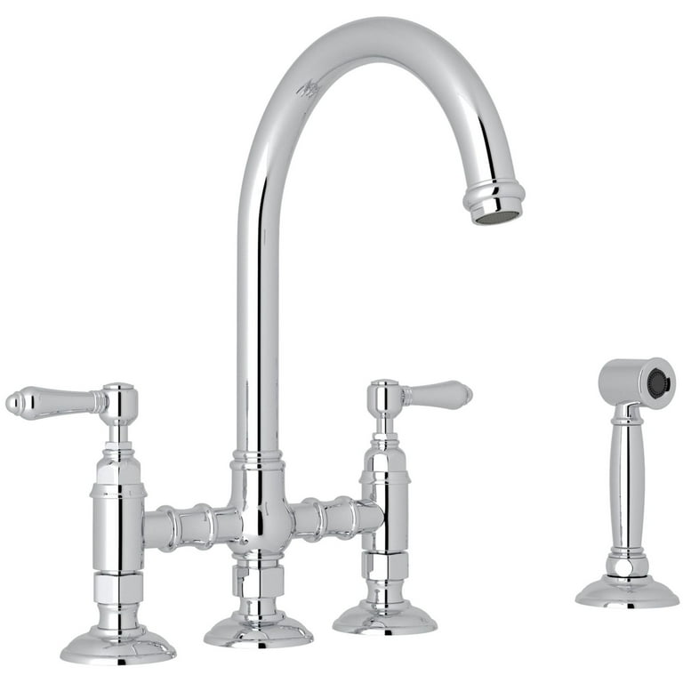 Rohl Italian Kitchen San Julio Polished Chrome 2-Handle Deck-Mount Bridge Handle Kitchen Faucet Rohl Italian Kitchen San Julio Polished Chrome 2-Handle Deck-Mount Bridge Handle Kitchen Faucet