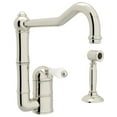 thumbnail image 1 of Rohl Italian Kitchen Single Hole Faucet In Polished Nickel With Single Porcelain Lever Sidespray And Column Spout, 1 of 7