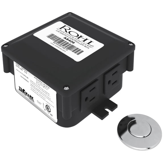 Rohl **Kit** Air Activated Switch Complete With Button And Control Box For Waste Disposal In Polished Chrome Includes As425 And As426