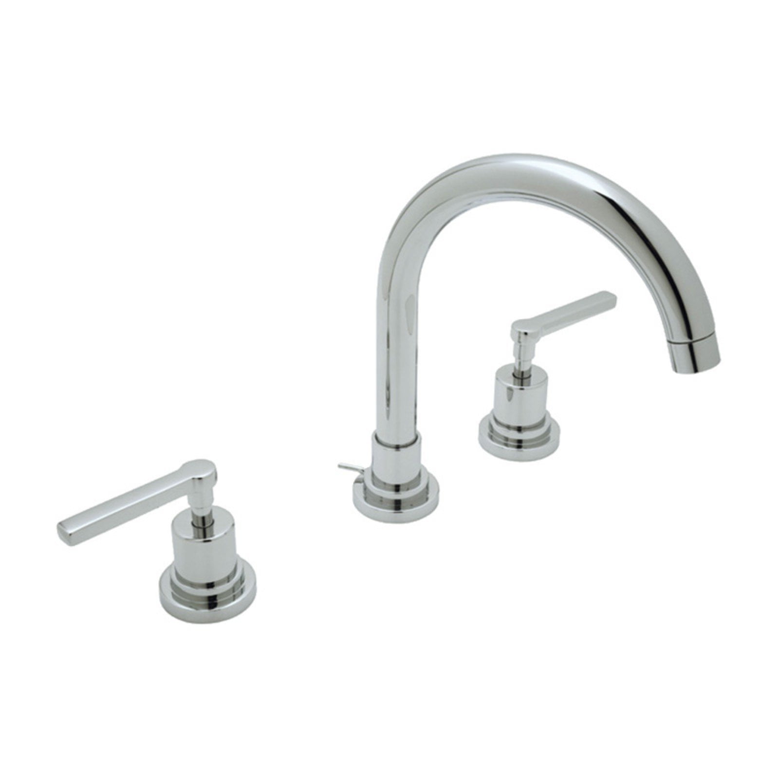 Polished Nickel Modern Widespread Bathroom Faucet with Drain Assembly