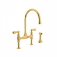 thumbnail image 1 of Rohl  Perrin & Rowe Georgian Era Bridge Kitchen Faucet with Side Spray English Gold Gold Finish, 1 of 5