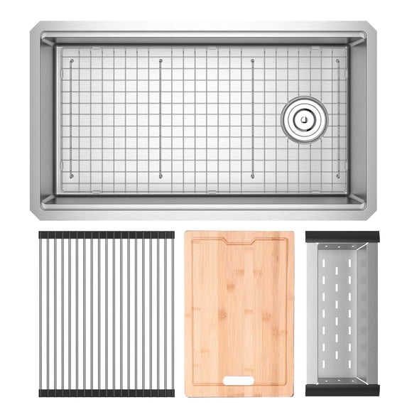 Rohl RUWUM3319WSSB Culinario 33" Undermount Single Basin Stainless Steel Kitchen Sink -