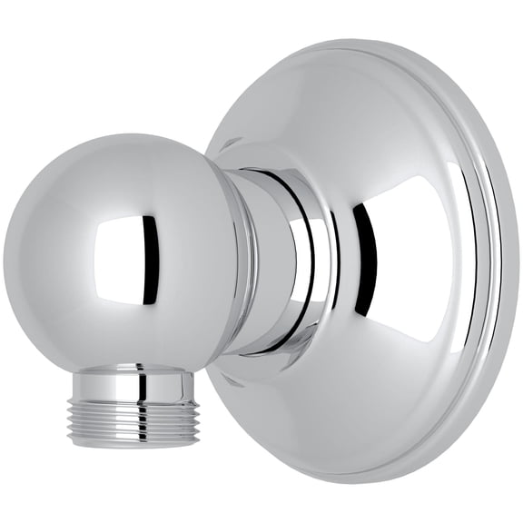 Rohl Wall Outlet 1/2"F Npt Round Connection With Brass Sliding Flange In Polished Chrome To Hose And Handshower