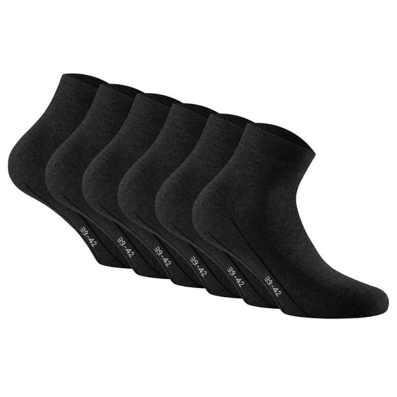 Rohner Basic Unisex Quarter Socks, 3 Pack - Sneaker Plus, Cotton Black 47-50 (11.5-14.5)