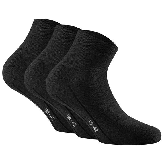 Rohner Basic Unisex Quarter Socks, 3 Pack - Sneaker Plus, Cotton Black 47-50 (11.5-14.5)