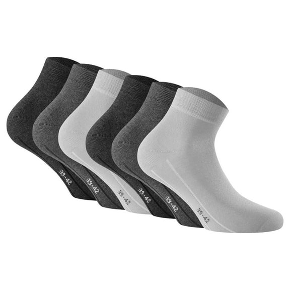 Rohner Basic Unisex Quarter Socks, 3 Pack - Sneaker Plus, Cotton Grey 39-42 (5.5-8 Uk)