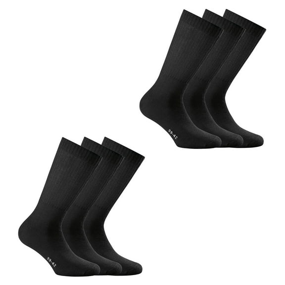 Rohner Basic Unisex Sports Socks, 6-Pack - Basic Sport, Solid Color Black  35-38