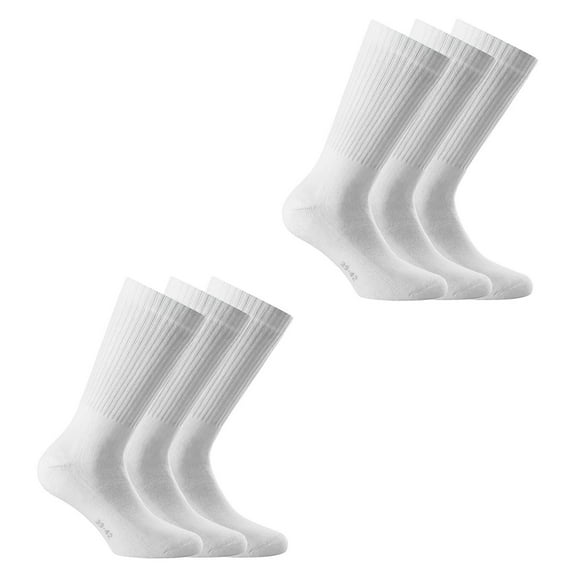 Rohner Basic Unisex Sports Socks, 6-Pack - Basic Sport, Solid Color White 39-42