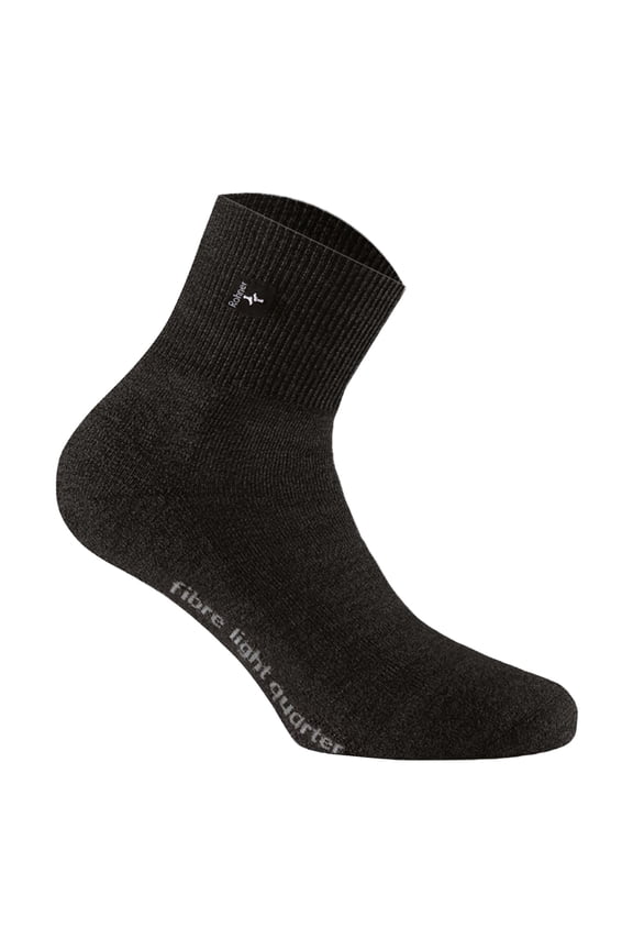 Rohner Unisex Quarter Trekking Socks - Fibre Light Quarter Black 39-41 (5.5-7 Uk)