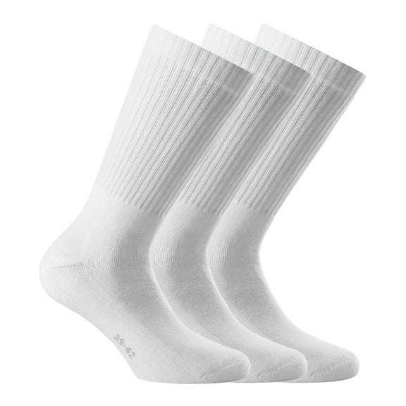 Rohner Unisex Sports Socks, 3-Pack - Basic Sport, Solid Color White 39-42