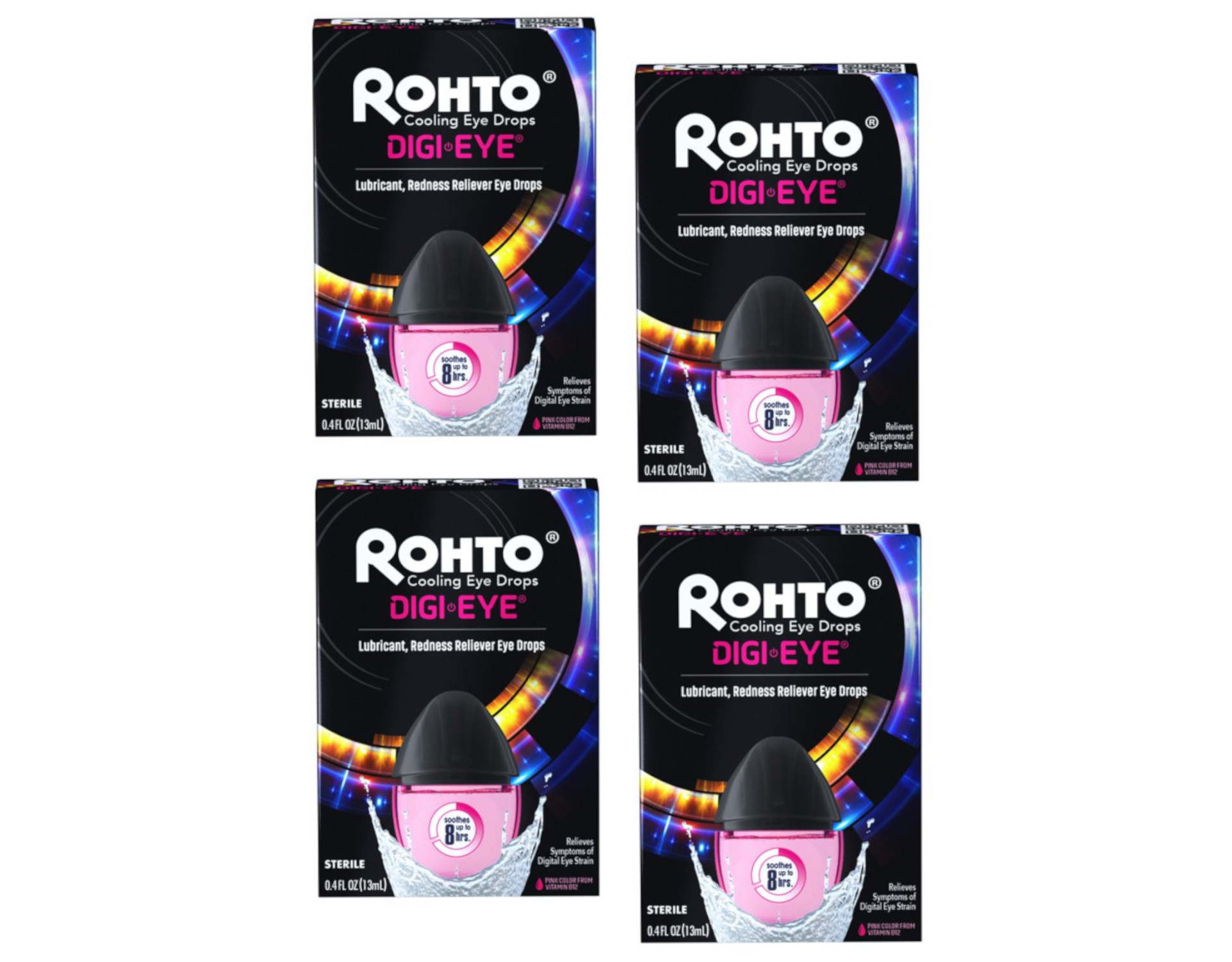 Rohto DigiEye Cooling Eye Drops, 0.4 Fl. oz. Pack of 4