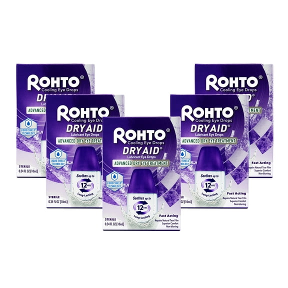 Rohto Dry-Aid Dry Eye Relief Lubricant Eye Drops - .34 oz, Pack of 5