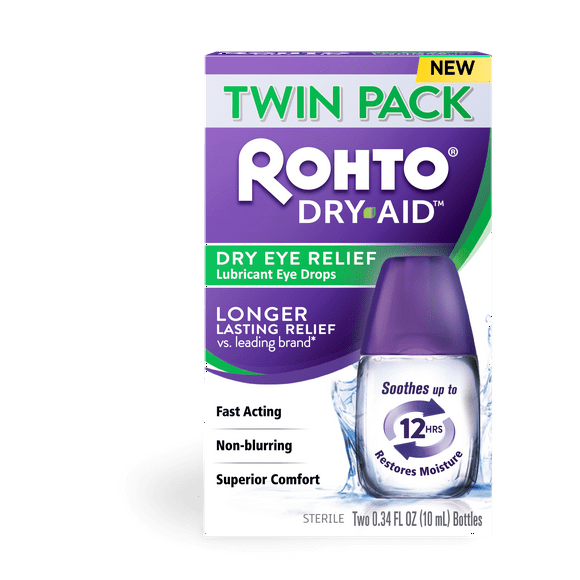 Rohto Dry-Aid Eye Relief Lubricant Eye Drops - 0.34 fl oz Bottle Twin Pack