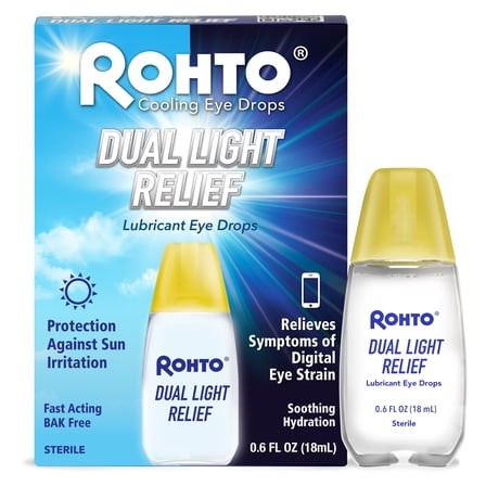 Rohto Dual Light Relief, Cooling Lubricant Eye Drops, Multi-Symptom Relief, 0.6 fl oz