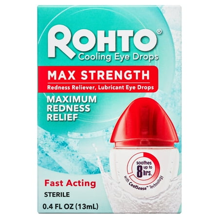 Rohto Maximum Strength Redness Reliever and Lubricant Eye Drops, 0.4 fl oz