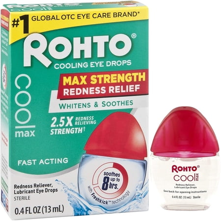 Rohto Max Strength Redness Relief Eye Drops, 0.4 fl oz
