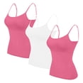 thumbnail image 1 of Rohuuque 3 Pcs Women's Camisole Tank Tops Modal Undershirt Seamless Wireless Spaghetti Strap Basic Camisoles Underwear Hot Pink D, 1 of 3