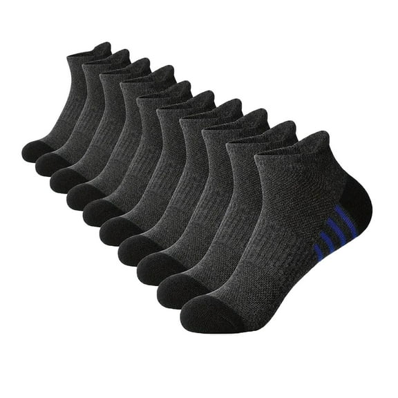 Rohuuque 5 Pack Men's Cotton Socks Hiking Outdoor Grip Socks Solid Color Elastic Ankle Socks Athletic Running Soccer Socks Gray
