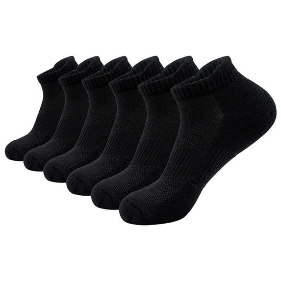 Rohuuque 6 Pairs Athletic Running Ankle Socks for Men No Show Wicking Socks Seamless Anti-odor Sports Basketball Low Cut Socks Black