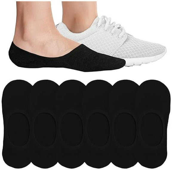 ZQUUVOU 6-Pairs Fall Cotton Socks for Unisex No Show Low Cut Socks Moisture Wicking Breathable Invisible Liner Socks Black