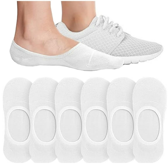 ZQUUVOU 6-Pairs Fall Cotton Socks for Unisex No Show Low Cut Socks Moisture Wicking Breathable Invisible Liner Socks White