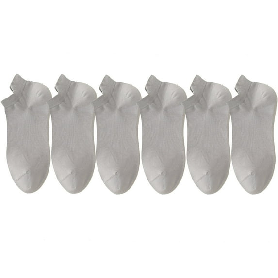 Rohuuque 6 Pairs Grip Socks for Man Mesh No Show Socks Solid Color Ankle Socks Breathable Low Cut Non-Slip Socks Gray