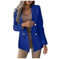 thumbnail image 1 of Rohuuque Blazers for Women Business Casual Fashion Solid Color Slim Long Sleeve Double Breasted Suit Tailored Jacket with Pocket Blue, 1 of 5