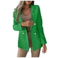 thumbnail image 1 of Rohuuque Blazers for Women Business Casual Fashion Solid Color Slim Long Sleeve Double Breasted Suit Tailored Jacket with Pocket Green, 1 of 5