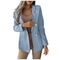 thumbnail image 1 of ZQUUVOU Blazers for Women Business Casual Fashion Solid Color Slim Long Sleeve Double Breasted Suit Tailored Jacket with Pocket Light Blue, 1 of 5