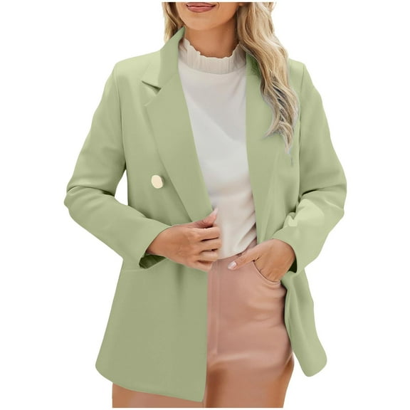 Rohuuque Blazers for Women Business Casual Long Sleeve Notch Lapel Open Front Suit Jacket Work Office Blazer with Pockets Light Blue