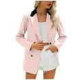 thumbnail image 1 of ZQUUVOU Blazers for Women Business Casual Long Sleeved Double Office Slim Suits Jackets with Pocket Buttoned Notch Collar Blazer Pink, 1 of 8