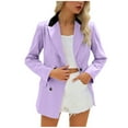 thumbnail image 1 of ZQUUVOU Blazers for Women Business Casual Long Sleeved Double Office Slim Suits Jackets with Pocket Buttoned Notch Collar Blazer Purple, 1 of 8